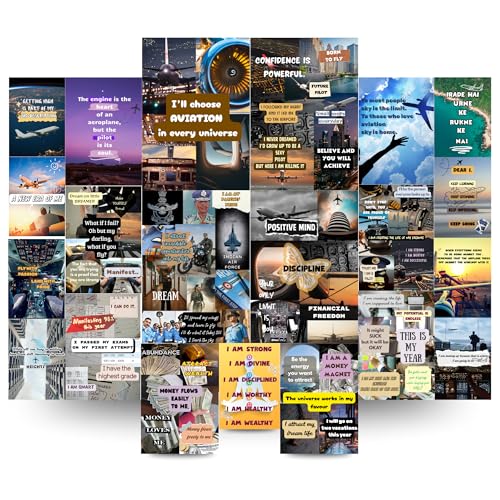 Image of Yellow Town India Aviation Motivational Posters Kit | Set of 21 Wall Posters (4 A4, 8 A5, 9 A6) | Pilot & Aviation Inspired Quotes | Premium 300 GSM Glossy Card Stock | Hostel Friendly, Reusable & Wall Safe Prints with Tape Roll