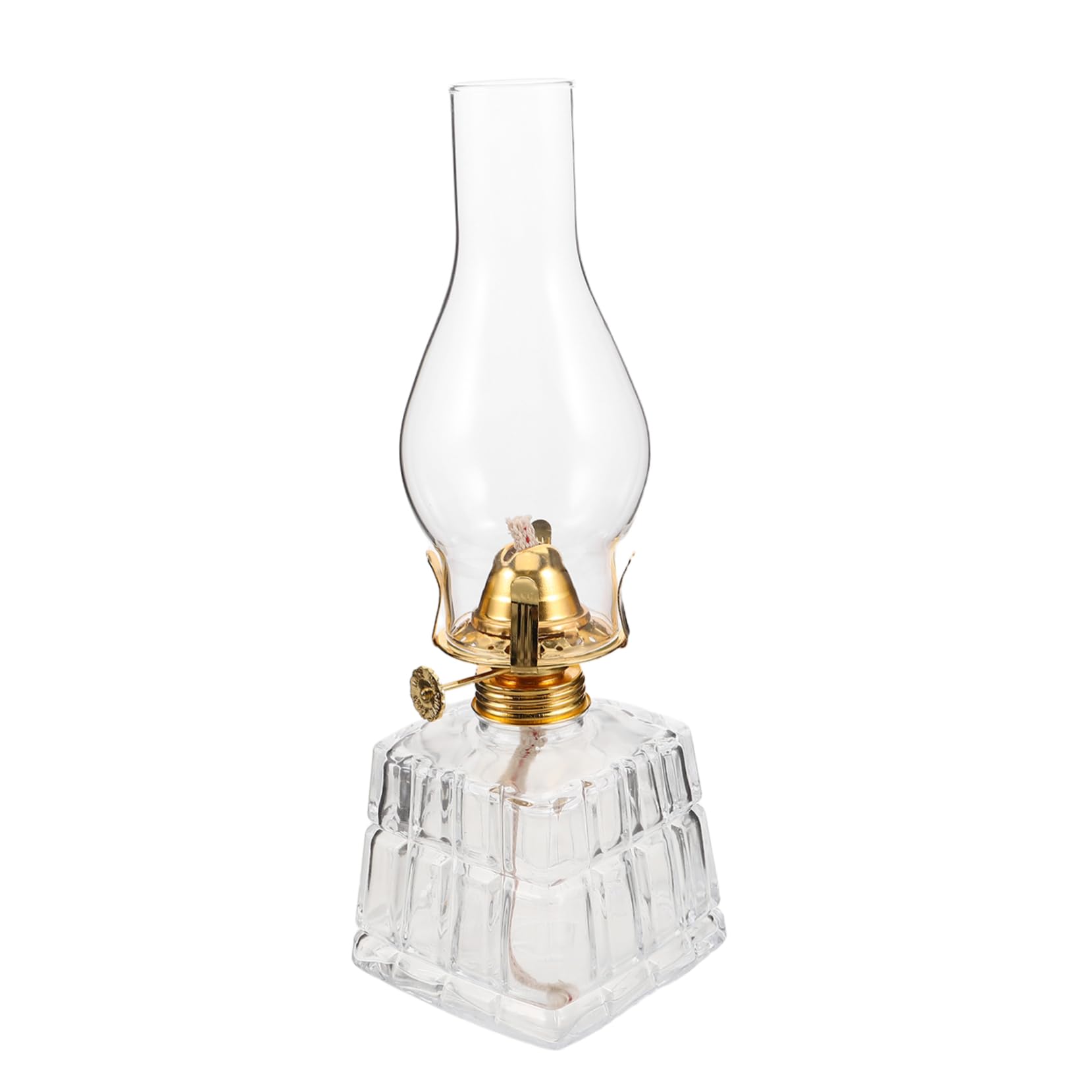 Vintage Szklana Lampa Naftowa z Kwadratową Podstawą Ręcznie Rysowana Do Użytku Wewnętrznego i Zewnętrznego Dekoracyjna Lampa Naftowa Do Domu Kempingu i Awaryjnego Oświetlenia