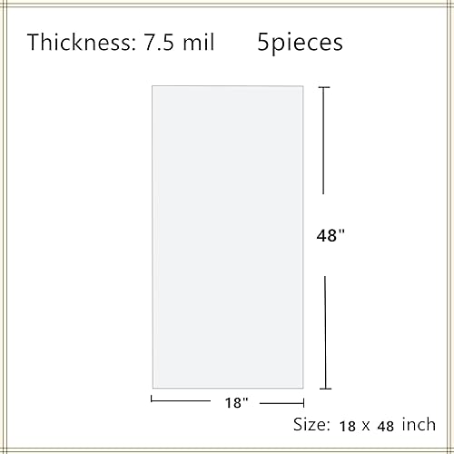 Miniatura 2 de Hojas de plástico transparente para manualidades, plantilla en blanco de 18 x 48 pulgadas, 5 hojas de 7.5 mil, hoja de acetato transparente fuerte y