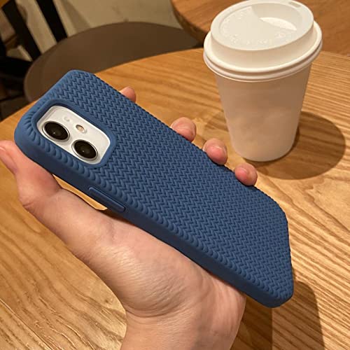 Coque silicone iPhone 13 bleu motif tissé élégant
