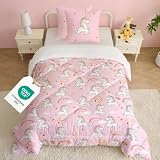 CINYE-Couette Licorne 2pc Fille Tempérée pour lit 1 Personne-100% Microfibre...