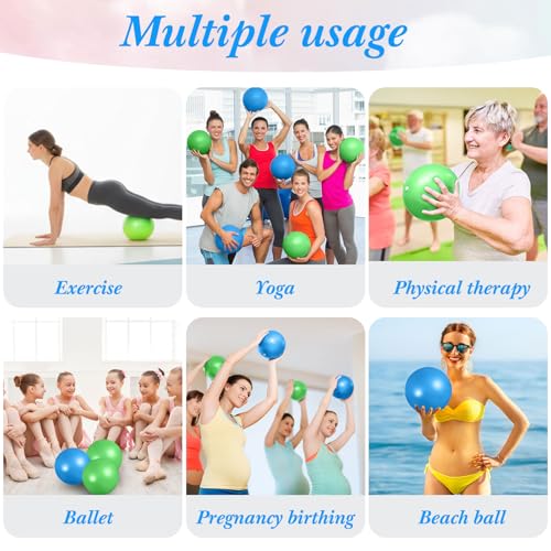Image of Aoriher 10 Pack 9 Inch Small Pilates Ball Bulk Mini Exercise Ball Portable Non-Slip Workout Yoga Balls with Air Pump for Stability, Barre, Fitness, Balance, Physical &Core, Gym Home Office Use