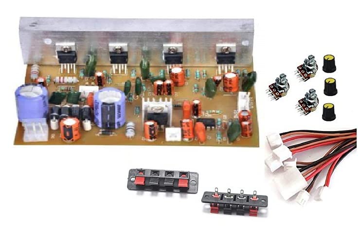 ESPtronics 4.1 Amplifier Board kit Home Theater Board Amplifier Circuit with Bass Boost and Treble Support TDA2030 Based with Connecting Wires and Volume, Bass, Treble Controllers