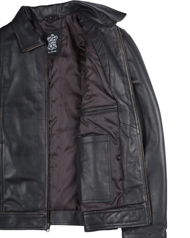 Brown Leather Jacket Men - Black Real Lambskin Mens Leather Jacket4