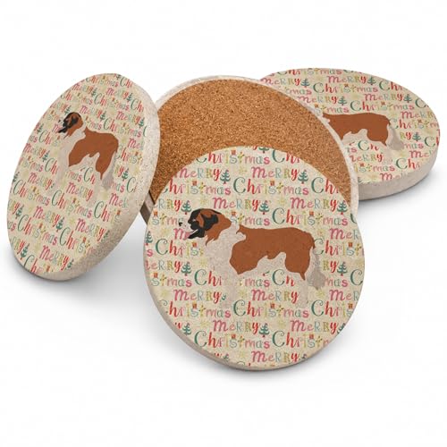 Caroline's Treasures Moscow Watchdog Large Sandstone Coasters Pack of 4 Absorbent Round Coasters Decor Gifts for Men or Women, 4 in, Multicolor