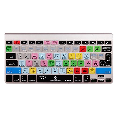 XSKN Premiere Pro Function Shortcuts PR hotkeys Silicone Keyboard Cover Skins Compatible with 2015 and Earlier Released MacBook Air 13 MacBook Pro 13 15 17 (Both Valid in US Version and EU Version)