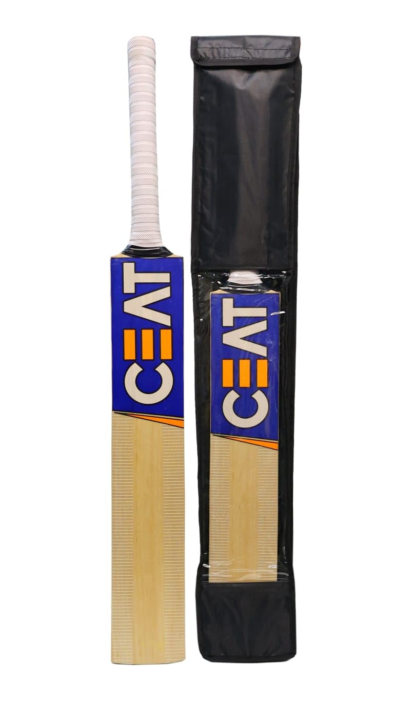 AEM™ Cricket Bat Popular Willow with Bat Cover for Men's and Adult All Tennis Ball (Size-5), Wood, Multicolour