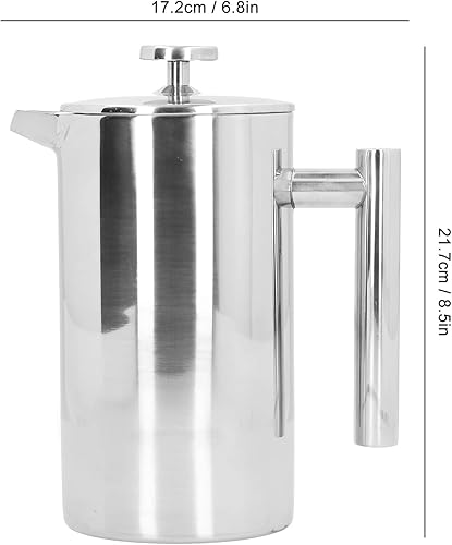Miniatura 7 de Percoladora de café, 8.5 x 6.8 x 4.1 pulgadas, 33.8 fl oz, olla de café estable en forma de U sin goteo, hervidor de acero inoxidable de doble capa