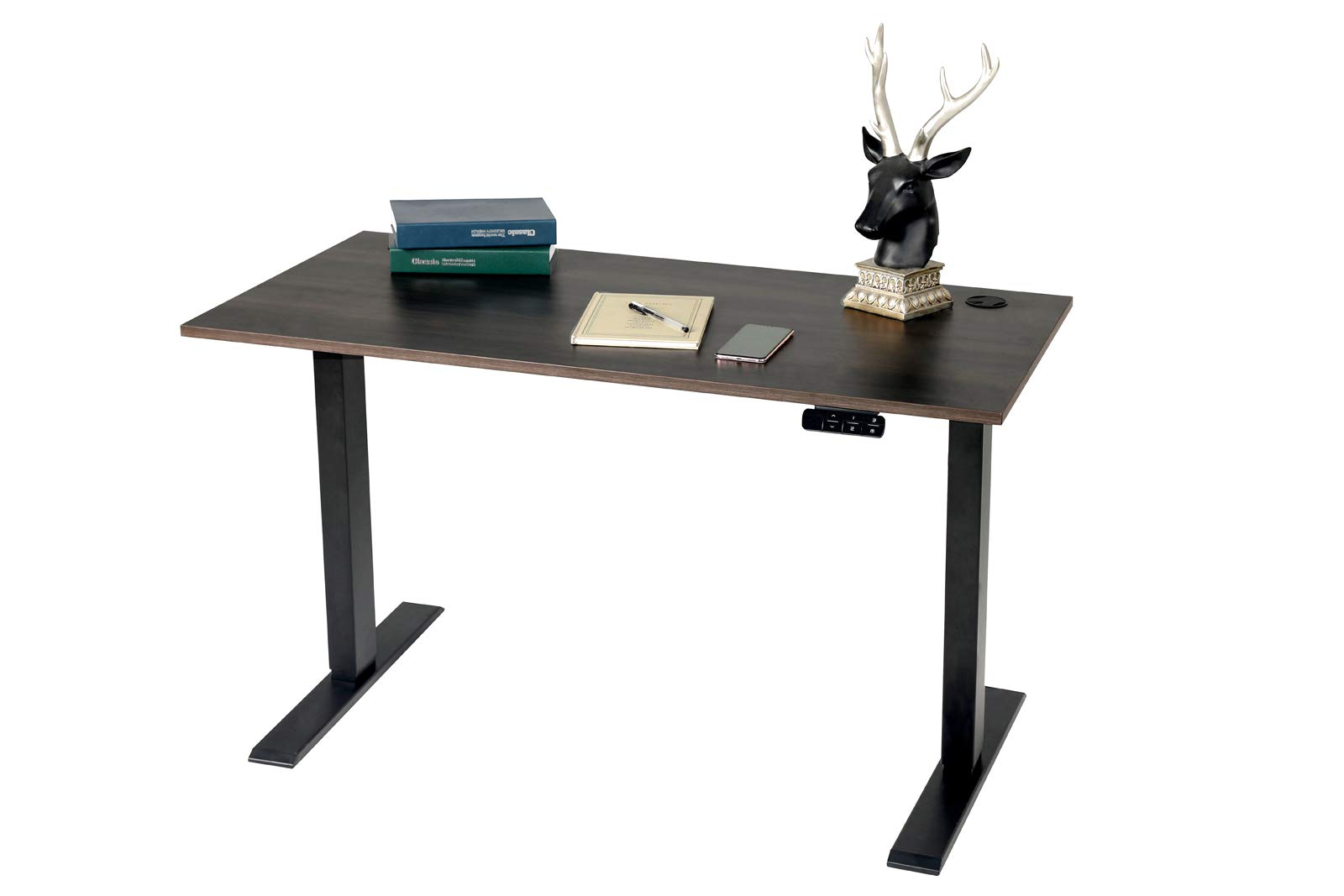 Sunon Height Adjustable 48 x 24 Inches Electric Lift Standing Desk Computer Table with Dual Motors and Memory Preset Controller, Dark Walnut/Black Frame