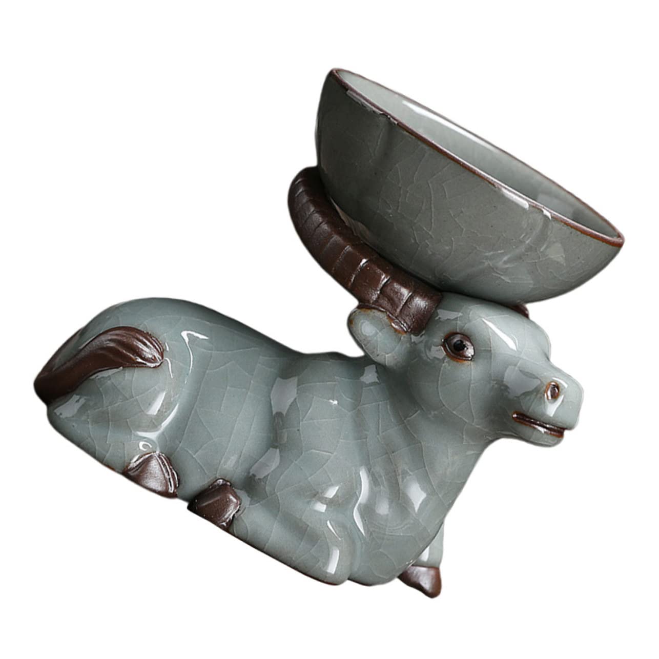 HOLIDYOYO 1Set Decorative Bull Tea Pet Adornment Ceramic Tea Strainer for Tea Tables Lightweight Desktop Decor Unique Tea Making Utensil present for Tea Lovers
