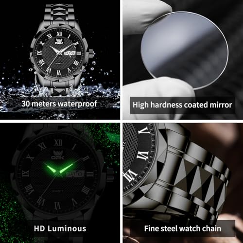 Image of OPK Couple Watch Set - His & Her Matching Watches with Luxury Diamond Stainless Steel Waterproof & Luminous Quartz WristWatches Romantic Gift