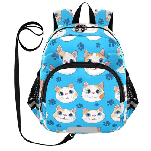 Cartoon Cat Paw Toddler Harness Backpack for Boys Girls 3-6 Years Kids Backpack with Anti Lost Safety Leash Baby Harness Bookbag for Travel Walking Preschool