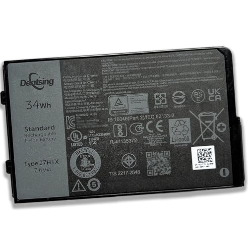 34Wh J7HTX 7XNTR Laptop Battery Replacement for Dell Latitude 7202 7212 7220 Rugged Extreme Tablet T03H T03H002 T03H003 Series 02JT7D 2JT7D FH8RW J82G5 VW5Y4 451-BBOR 451-BCCO 451-BCDH 7.6V 4342mAh