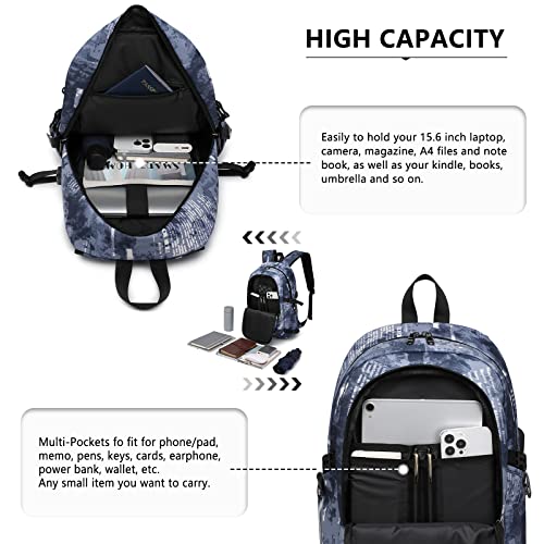 Kono Laptop Backpack, 15.6 inch Laptop Bag with USB Charging Port - Image 4