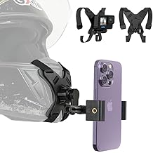 SOH Motorcycle Helmet Chin Strap Mount with Phone Clip, Helmet Phone Holder Mount for iPhone 16 Pro Max/15/14, Google, Samsung, LG, Pixel, Huawei, Xiaomi,All Smartphones