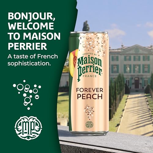 Image of Maison Perrier Forever Peach Flavored Sparkling Water, 11.15 Fl Oz Cans, 8 Count, 3 Pack