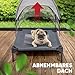 Deuline Hundeliege mit Dach erhöhtes Hundebett Garten Outdoor Haustierliege M-76x61x18/71cm GRAU 520080