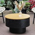 OutVue 26" Wood Burning Fire Pits with Grill & Lid, Fire Pit Table for Outside with Waterproof Cover & Fire Poker, Outdoor Firepit with Functions for BBQ,Table and Bonfire