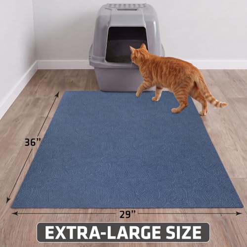 Image of Drymate Cat Litter Box Mat, Litter Trapping Mat, Blue, 29x36 XL