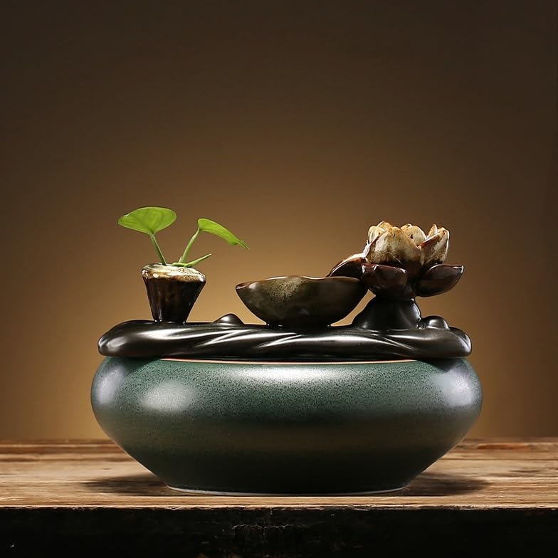 Fuente Decorativa de jardín, Fuente de Agua con Cascada, de cerámica, con función humidificadora, Feng Shui Zen, decoración para salón, Dormitorio, Oficina
