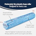 OPTP PRO-ROLLER Standard Density Foam Roller - Durable Roller for Back Massage, Deep Tissue Foam Roller Exercises, Stretching, Fitness, Yoga and Pilates - 36 Inches by 6 Inches, Blue - Image 3