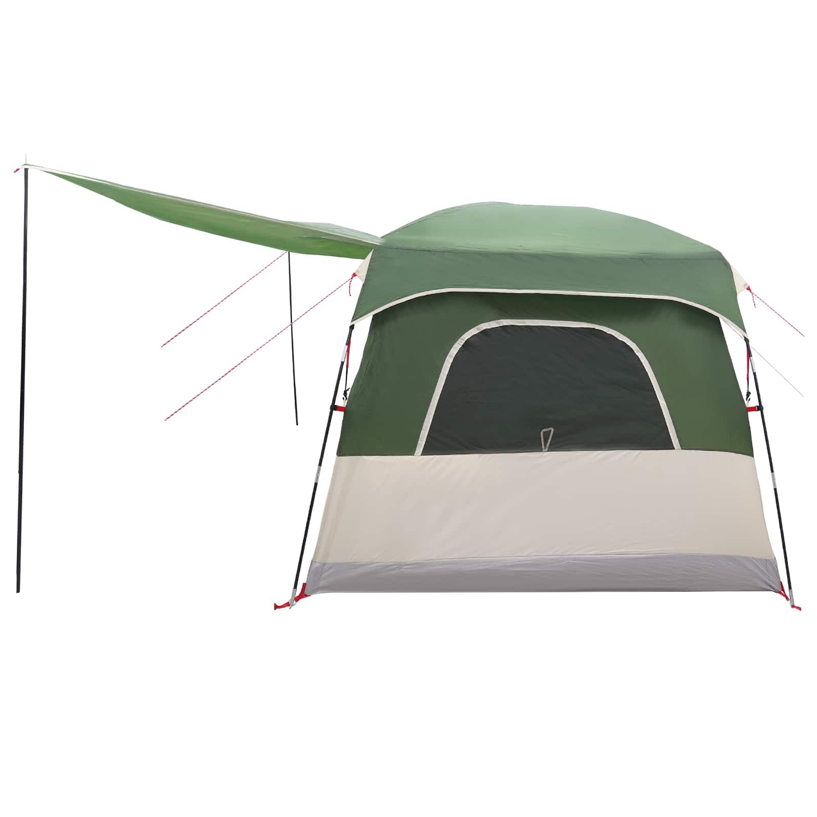 Namiot rodzinny z dachem, zielony, 380 x 260 x 190 cm, poliester, dla maksymalnie 8 osób, z moskitierą, na plażę, kemping, urlop letni i przygody na świeżym powietrzu