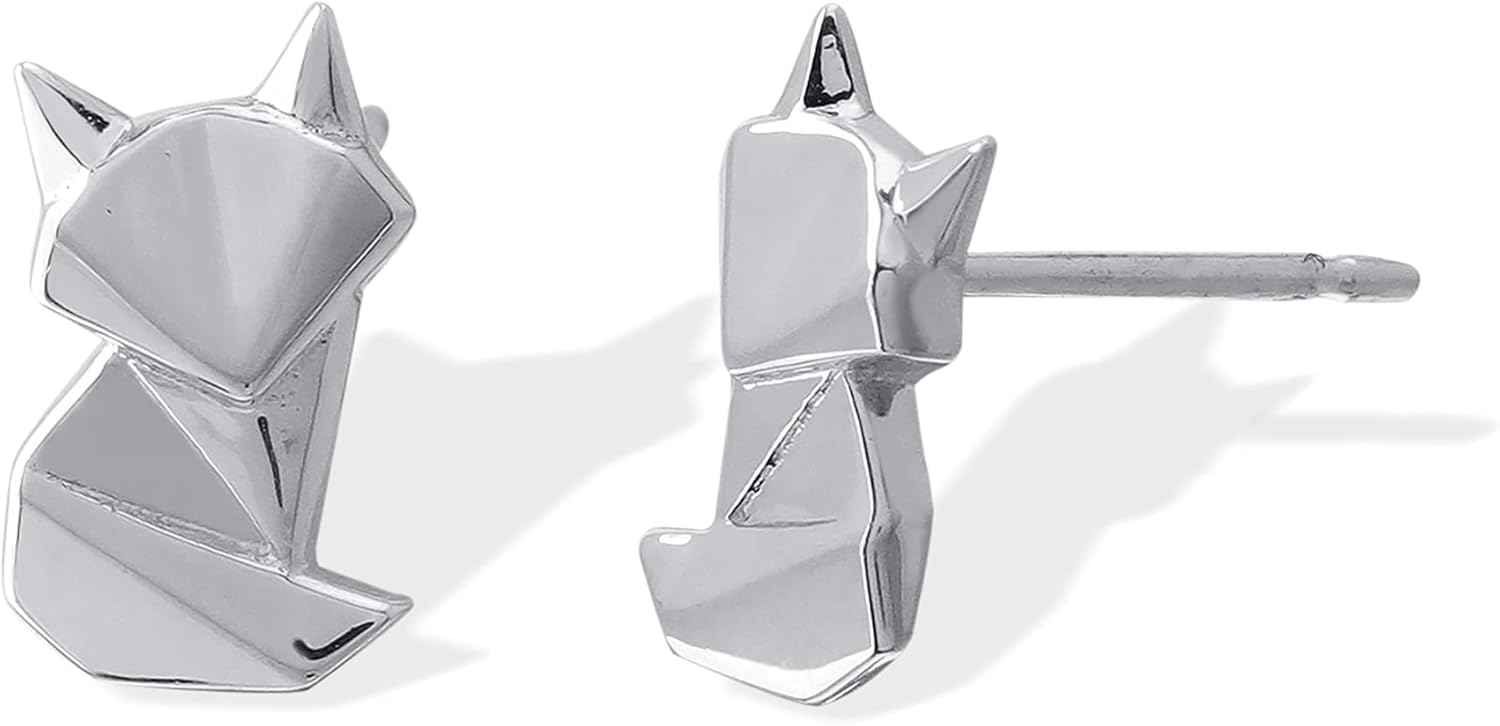 Boma Jewelry Sterling Silver Origami Fox Stud Earrings - Image 2