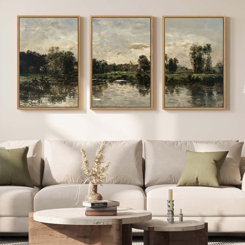 Framed Vintage Landscape Wall Art for Living Room...
