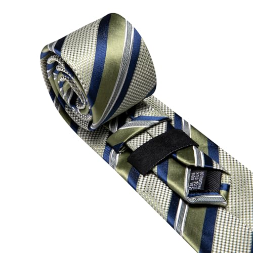 Image of Barry.Wang Mens Tie Set Plaid Check Neckties Formal Business Wedding Luxury Pocket Square Cufflinks
