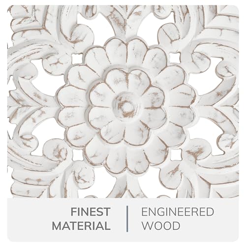 Image of JFY Designs Oliver Hand Carved Wood Medallion Wall Panels Bedroom Decor