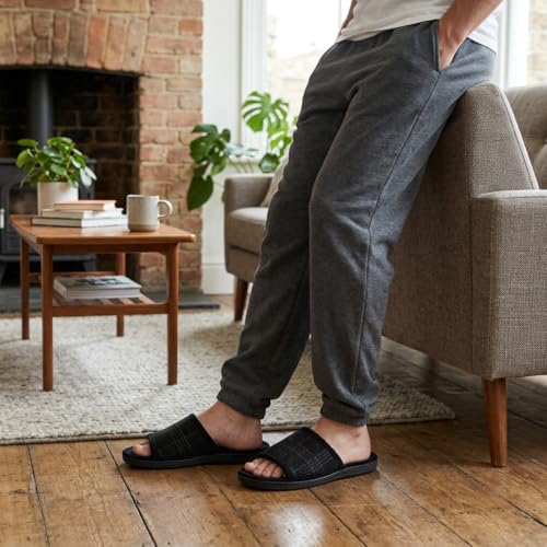 Image of Magtoe House Slippers for Men Open Toe Soft Comfortable Indoor Slip on Mens Slides Sandals Memory Foam for Bedroom Spa Living Room, All Seasons