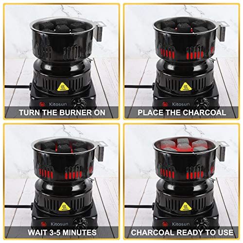 Aufworld Kohle Brenner Kohleanzünder Elektrisch mit Abnehmbarem Kohlekorb und 304er Stahl Spirale Einstellbare… – Bild 4