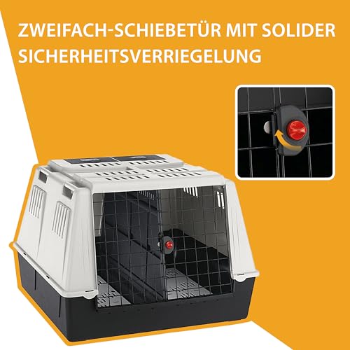 Ferplast 73110021 Autotransportbox Atlas Car Maxi, für Hunde, Maße: 100 x 80 x 71 cm, grau
