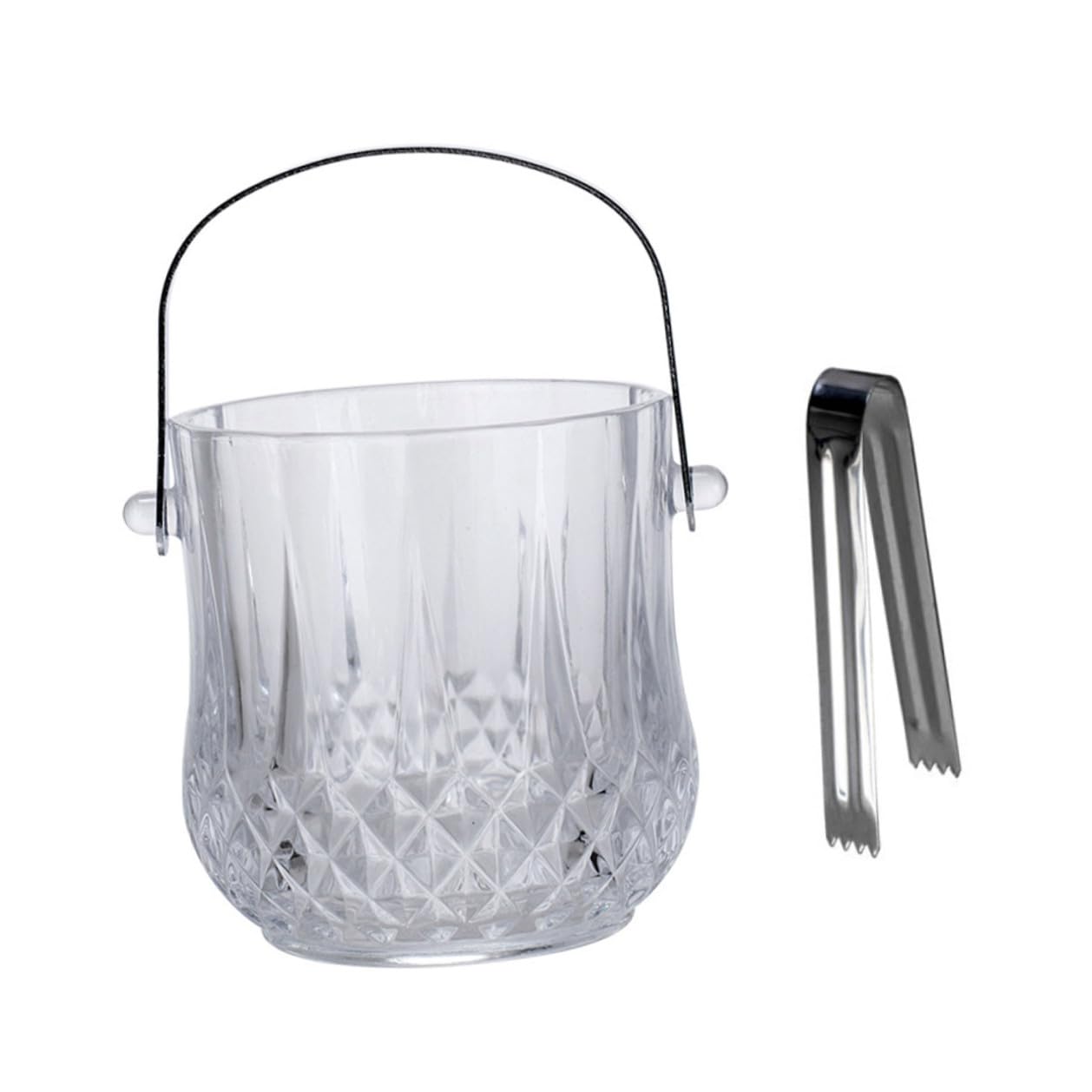 NUOBESTY Glaseimer Eiskübel mit Griff Edelstahl Glas Tragbarer Eisbehälter für Bar Ktv und Zuhause Verdickter Eiswürfelbehälter Zufälliger Stil