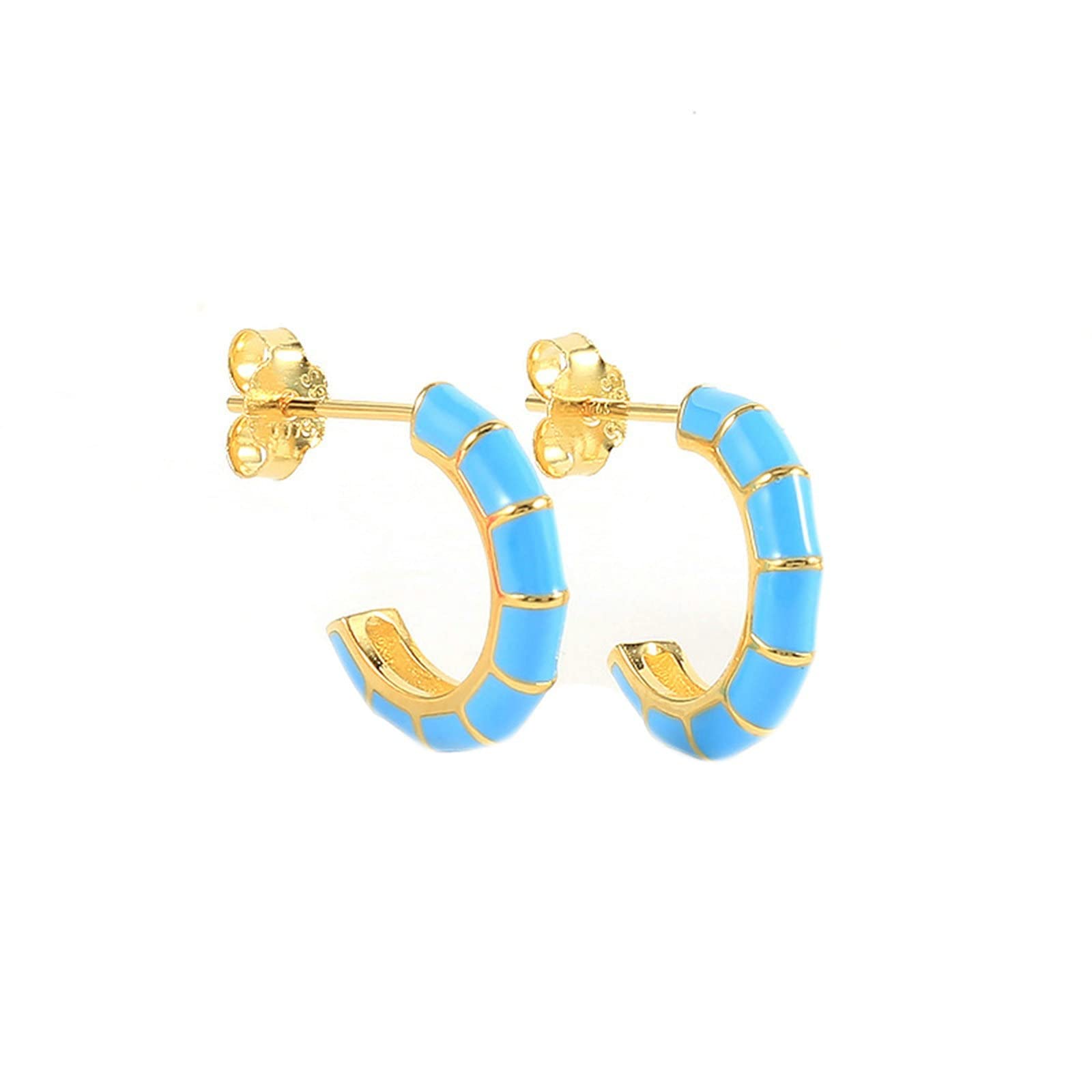Ohrringe 925 Damen, Ohrringe Frauen Retro Emaille Halbkreis Ohrringe Ohrschmuck Damen