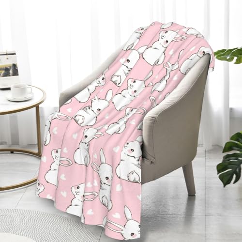 Image of Bunny Blanket 60 inchx80 inch - Large Cartoon Rabbit Flannel Fleece Throw Blanket Ultra Soft Warm for Living Room Bedroom Sofa Couch, Cozy Bed Blanket for Kids Adults Family