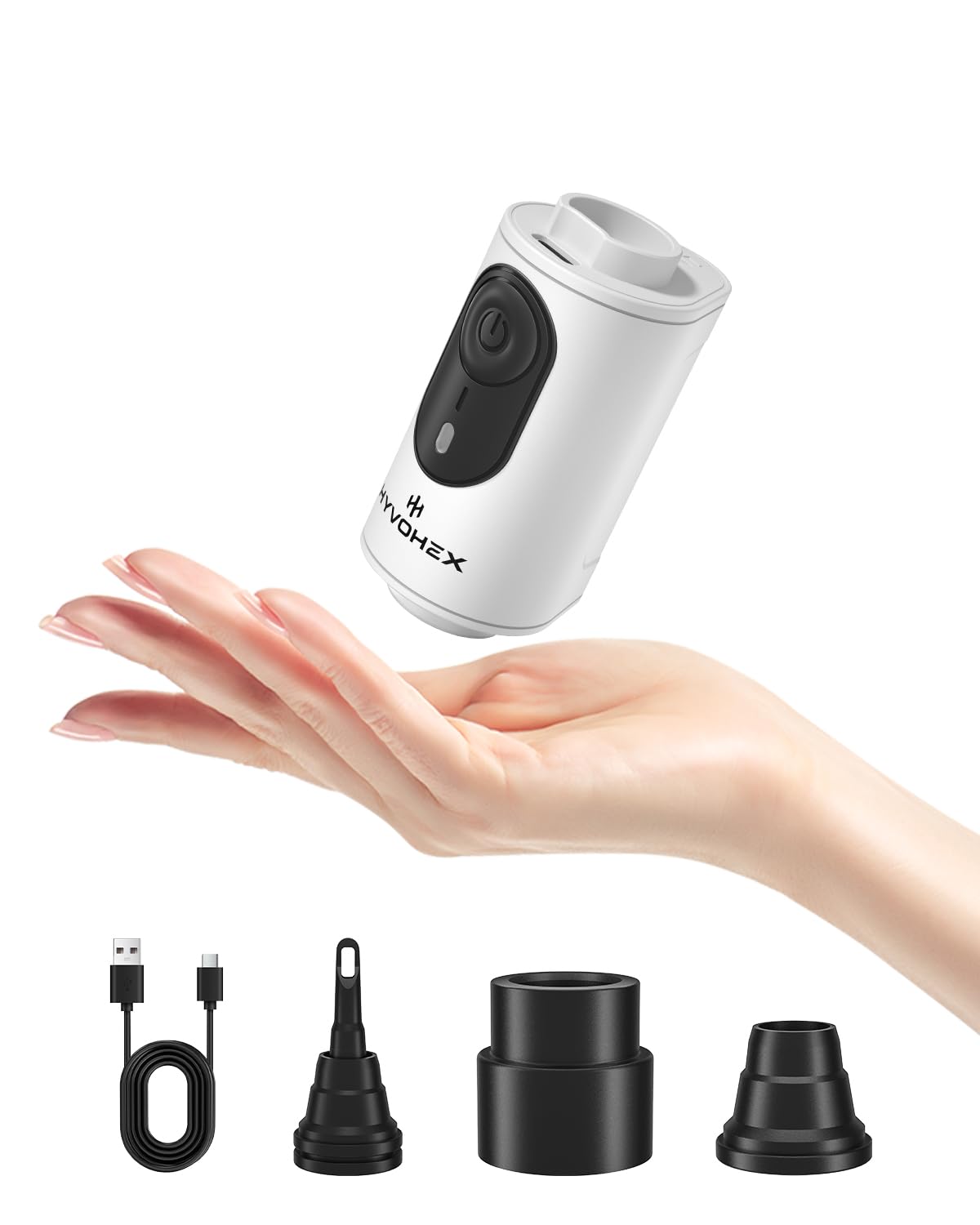 Portable Air Pump for Inflatables,1100mAh Mini Electric Air Pump with Rechargeable to Inflate Deflate,3 Nozzles Air Mattress Pump Perfect for Camping,Pool Floats,Sleeping Pads,Vacuum Storage Bags