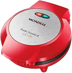 Omeleteira Elétrica Mondial Pratic Omelet Ii Vermelho/inox 800w 127v - Om-04-ri