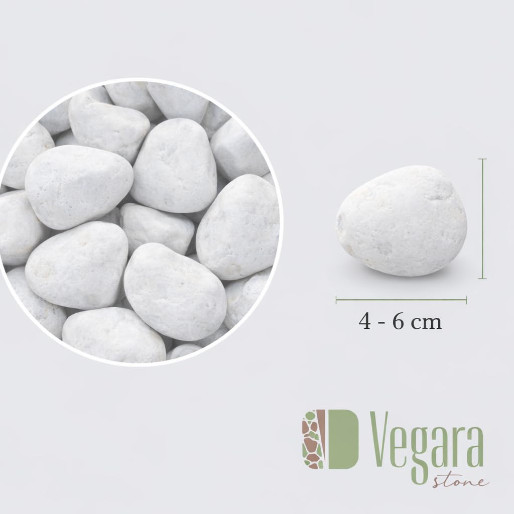 Piedra Jardín Decoración Canto Rodado Blanco Puro 4-6 cm (25)