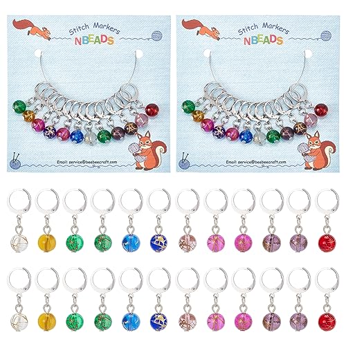 NBEADS 24 Pcs Glass Bead Stitch Markers