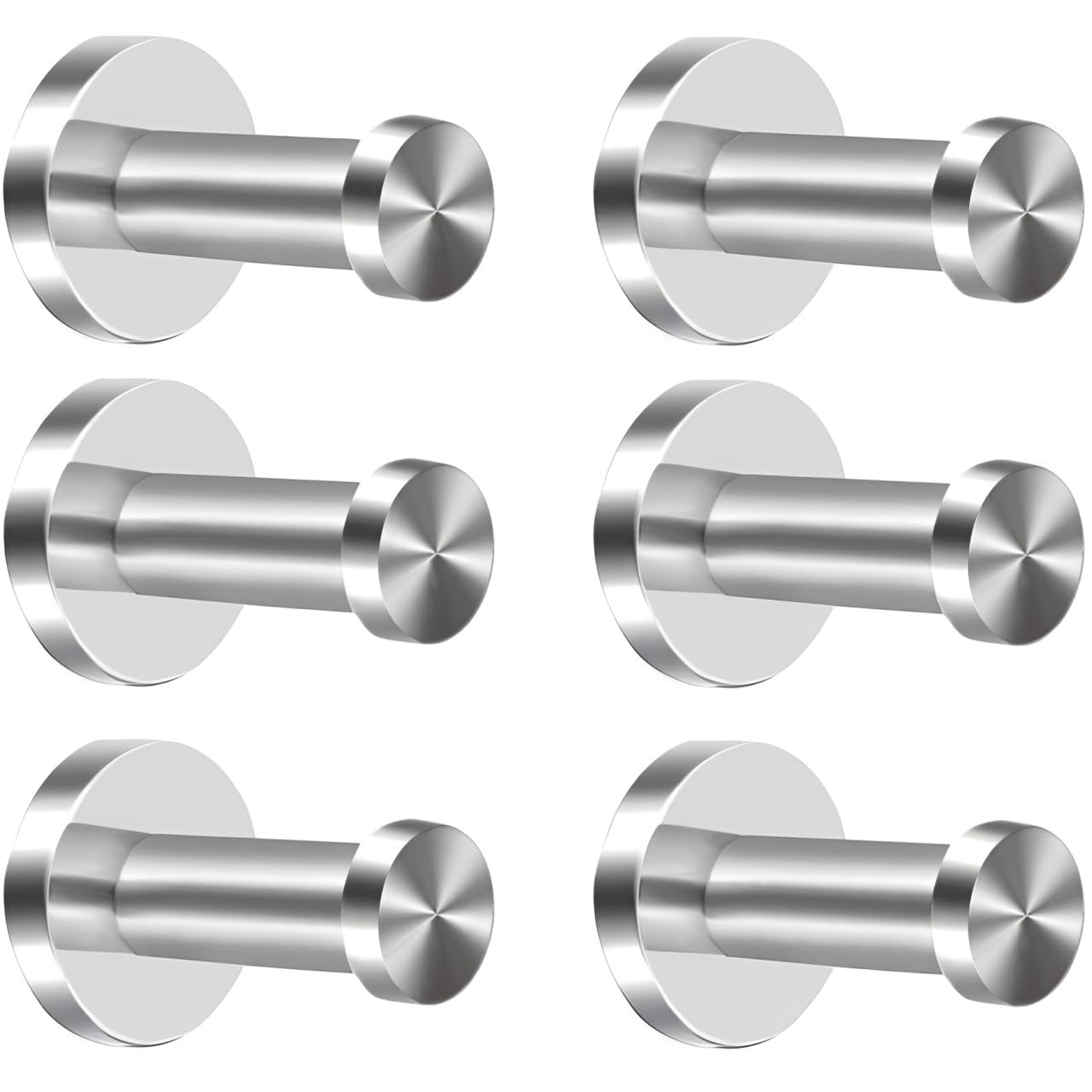 Minnhua Robe Hook 6pcs 304 Stainless Steel Coat Hooks Wall Mounted Door Hooks Chrome Cylinder Towel Hook Heavy Duty Brushed Nickel Dressing Gown Hooks for Doors Bathroom Closets