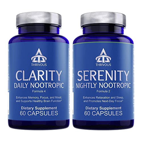 Clarity and Serenity Stack - Enhance Memory, Focus & Mood - Enhance Relaxation & Sleep at Night - Advanced Nootropic Supplement - 2 Item Bundle: Clarity Daily Nootropic & Serenity Nightly Nootropic
