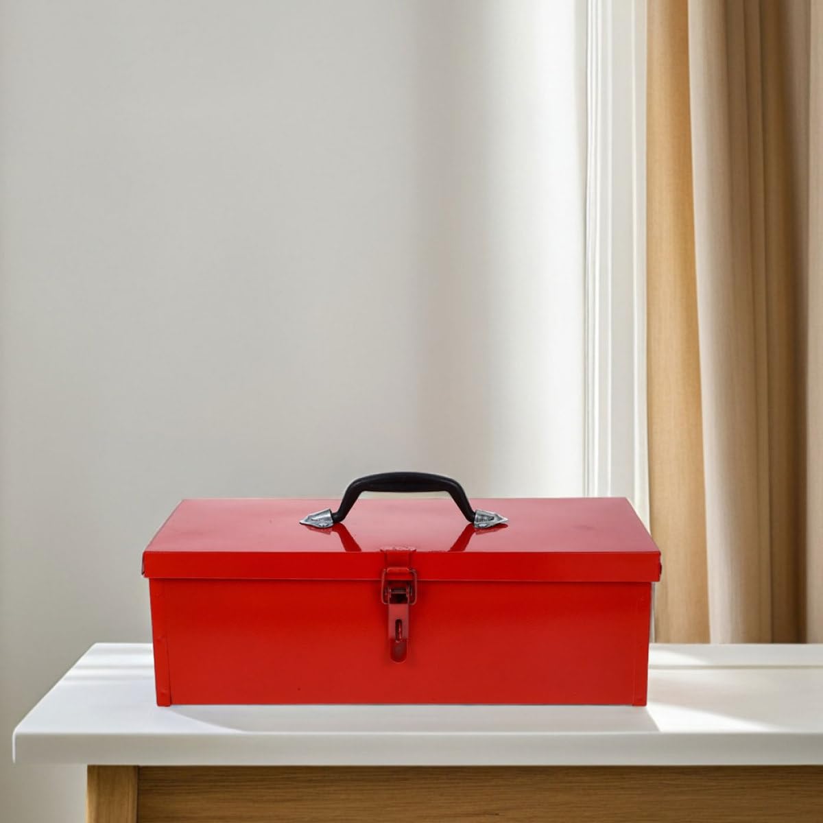 Cassetta per Facile Organizzazione degli Attrezzi in Ferro Rosso Grande Capacità e Design Resistente e Accesso Rapido Agli Utensili