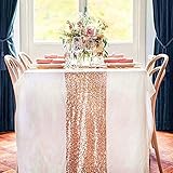 TRLYC 12 by 108-Inch Rose Gold Sequin Table Runner For Wedding