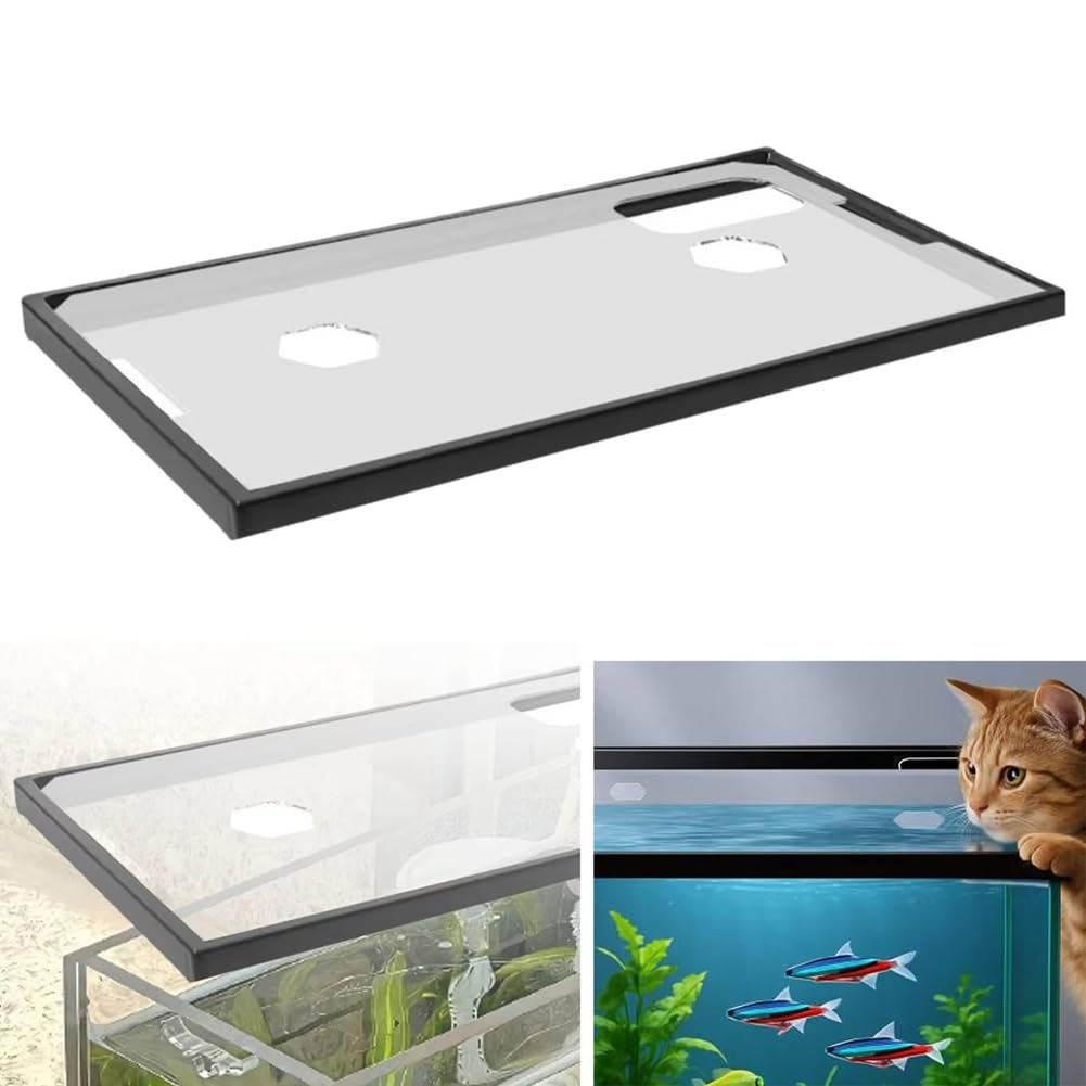 Coperchio per Serbatoio con Telaio Anti-Salto Coperchio Superiore per Acquario in Acrilico con Fori di Alimentazione Installazione Semplice L
