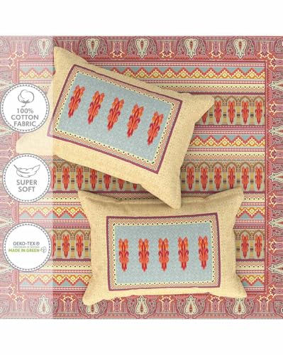 Image of Portico New York Super King Size Flat Bedsheet with 2 Pillow Covers Facets (Multicolor 3)