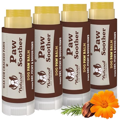 Image of Natural Dog Company Paw Soother Balm Bundle, with 4 Travel Sticks (0.15 oz Each), Lotion, Moisturizes & Soothes Irritated Paws & Elbows, Protects from Cracks & Wounds, Lick-Safe, Made in USA