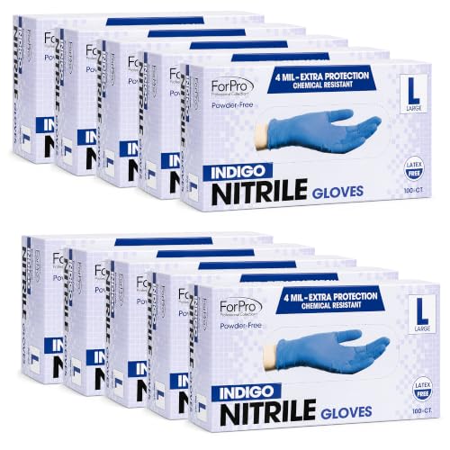 Image of ForPro Disposable Nitrile Gloves, Chemical Resistant, Powder-Free, Latex-Free, Non-Sterile, Food Safe, 4 Mil