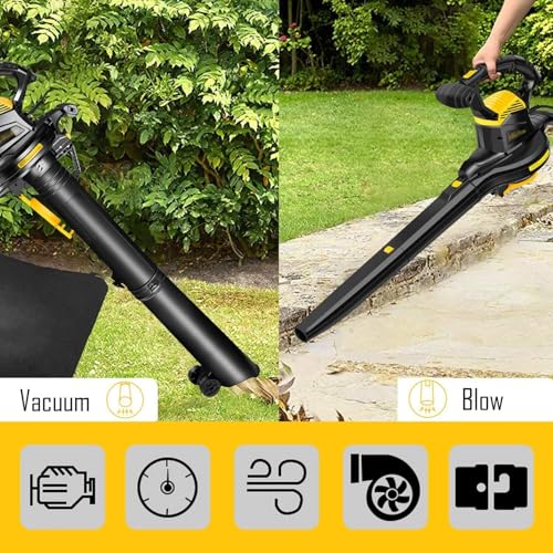 3800W Multifunction Electric Leaf Blowers, Garden Vacuums and Shredder, with 40L Collection Bag, Guide Wheel, 6 Wind Speed Adjustment - Image 3