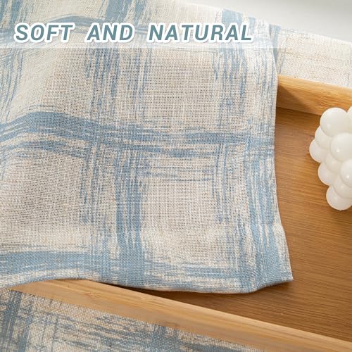 Image of MYSKY HOME 95 inch Curtains 2 Panel Set Curtains for Living Room Dining Room Semi Sheer Light Filtering Back Tab Plaid Window Treatment Farmhouse Style Drapes for Bedroom,50 inchx95 inch, Blue, 2 PCs